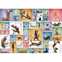 thumb-Yoga Cats - Collage - puzzel van 1000 stukjes-1