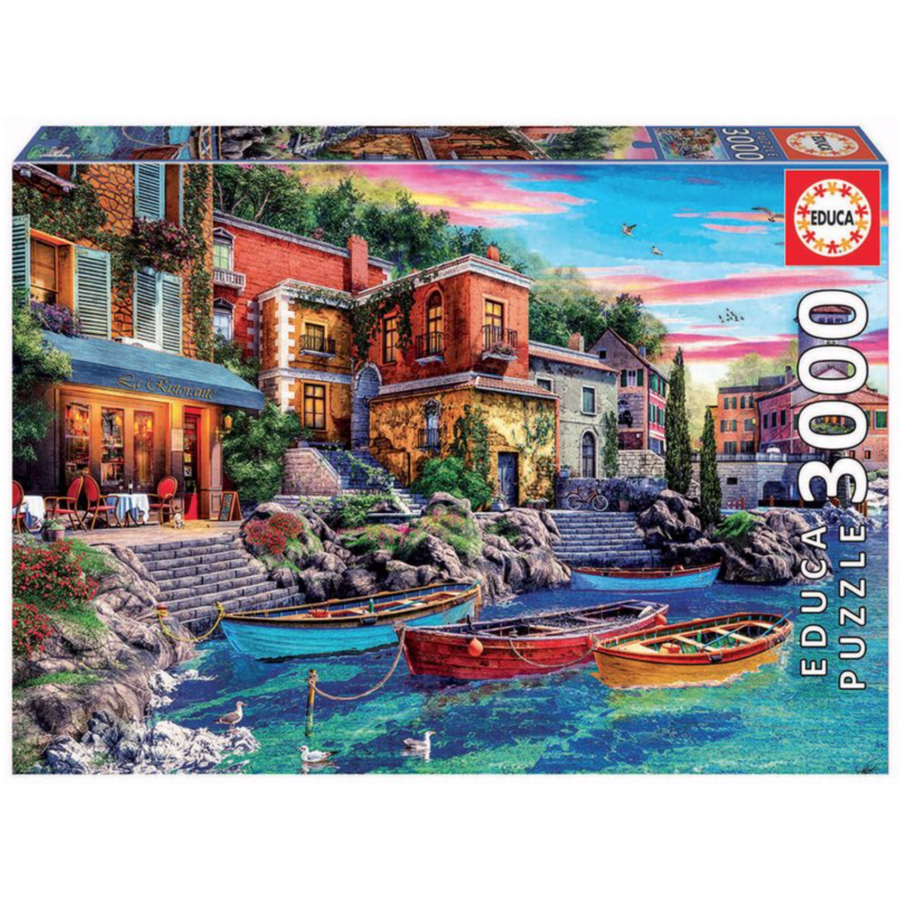 Soleil couchant à Côme - puzzle de 3000 pièces-2