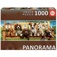 thumb-Chiots sur un banc - puzzle de 1000 pièces - Panorama-1