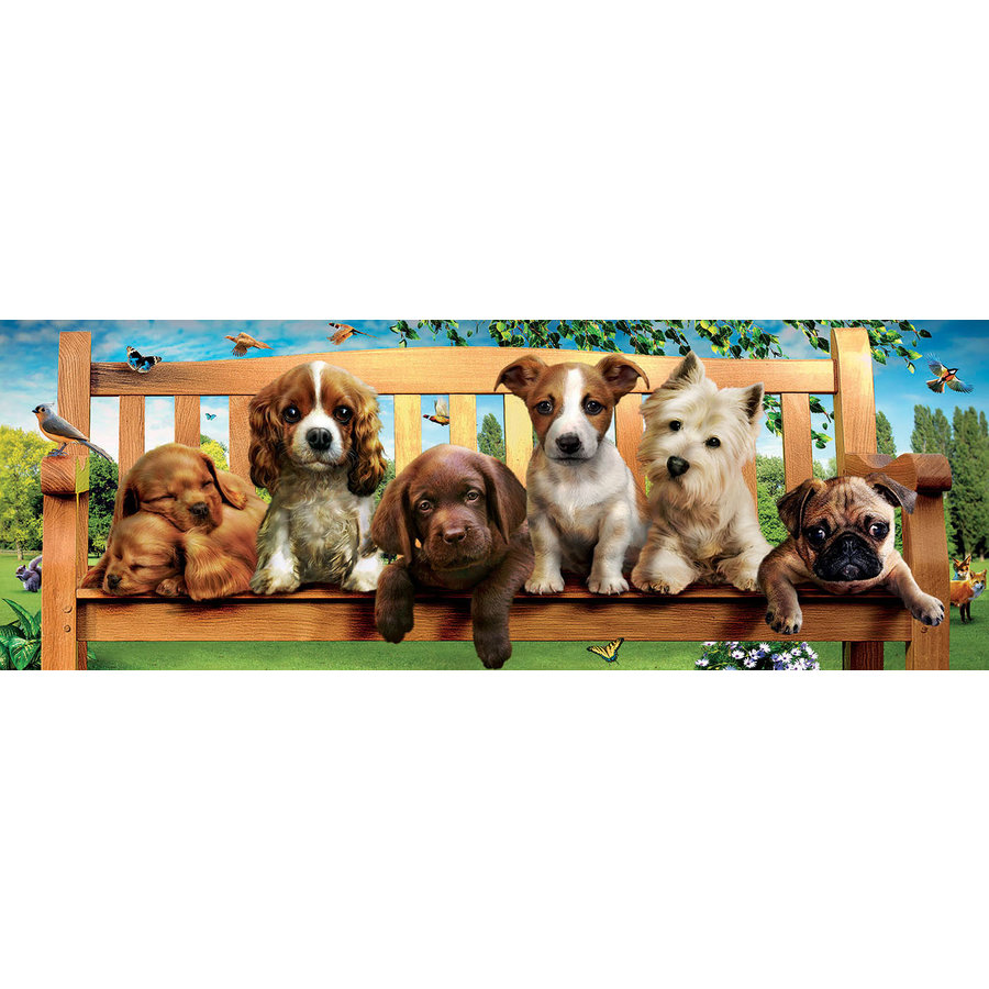 Puppies on a bench - puzzle of 1000 pieces - Panorama-2