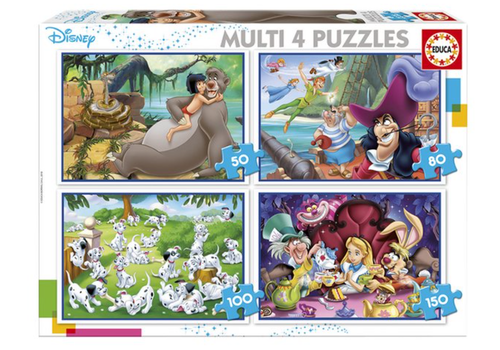  Educa Classiques Disney - 4 puzzles 50 / 80 / 100 / 150 pièces 