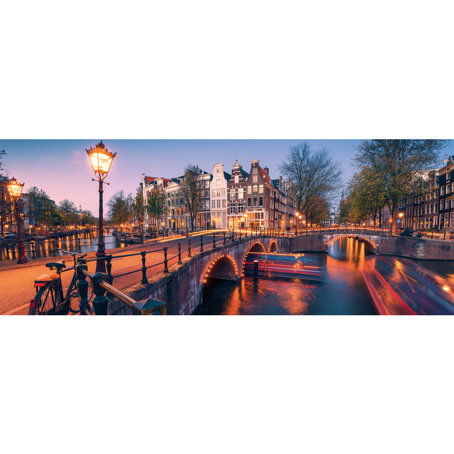 Evening in Amsterdam - 1000 piece panoramic jigsaw puzzle-2