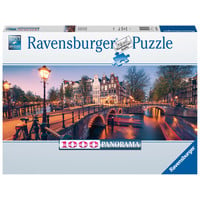 thumb-Evening in Amsterdam - 1000 piece panoramic jigsaw puzzle-1