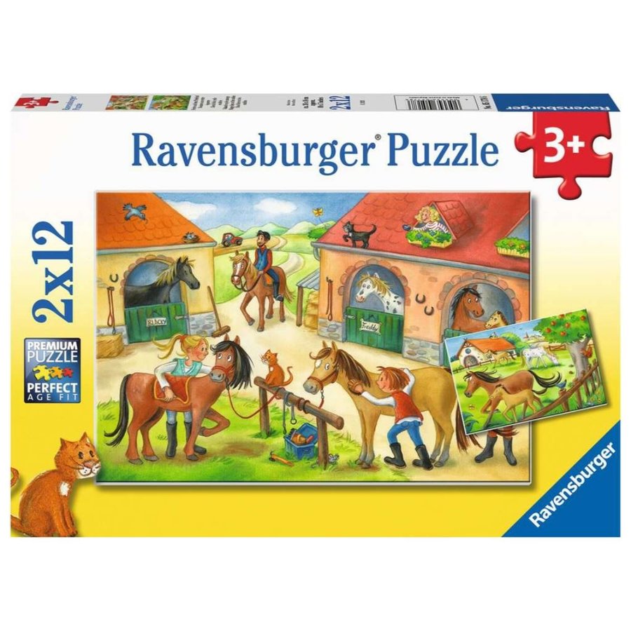 Les vacances aux écuries - 2 puzzles de 12 pièces-1