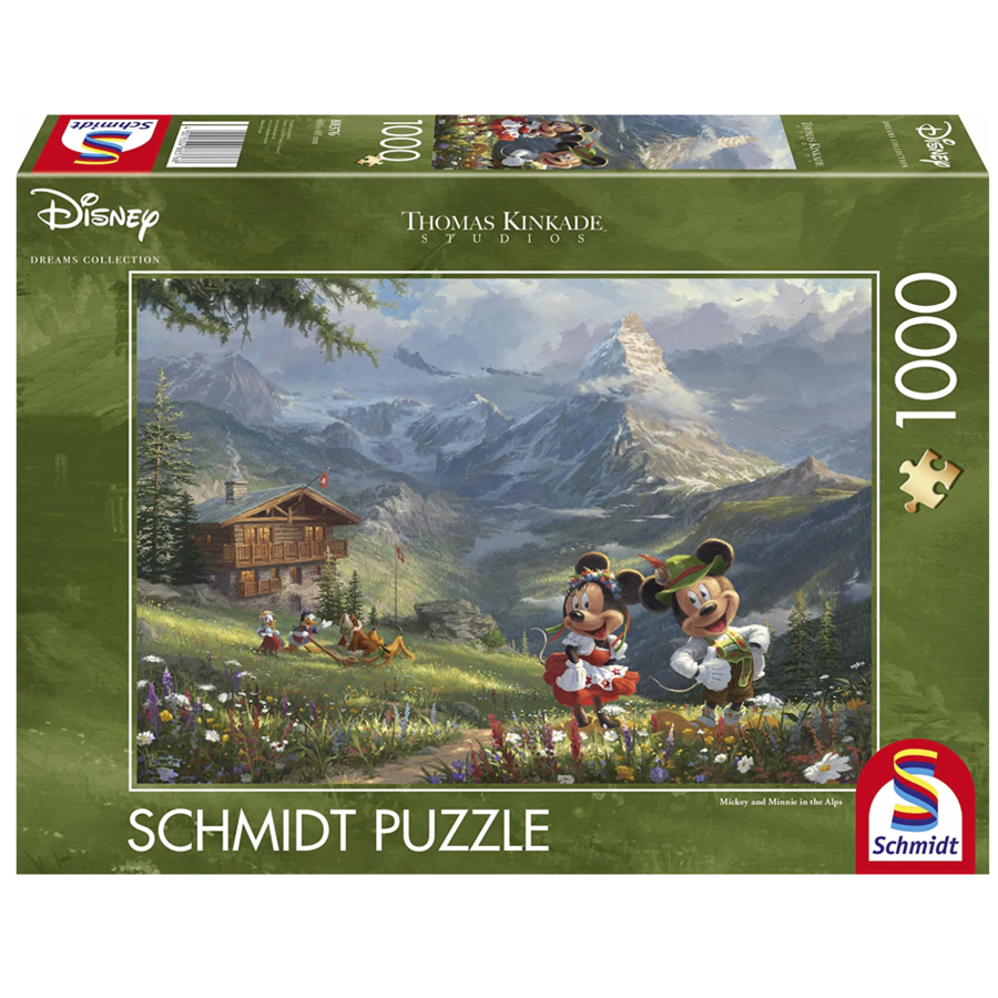 Mickey and Minnie in the Alps  - Thomas Kinkade - jigsaw puzzle of 1000 pieces-1