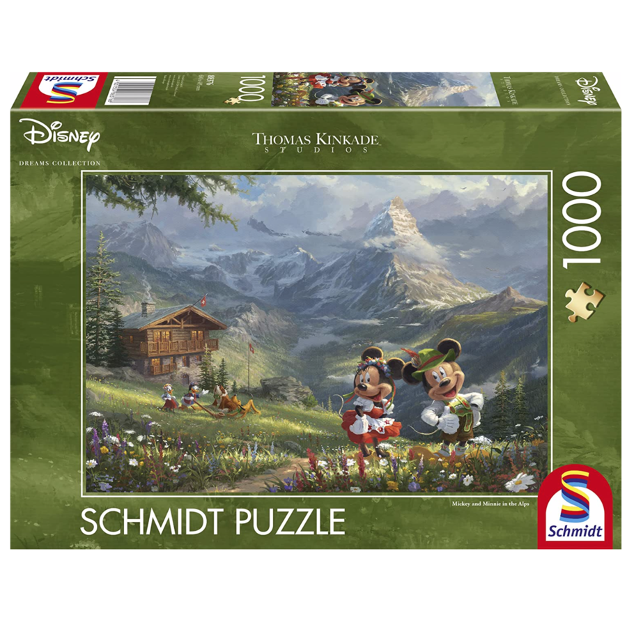 Mickey en Minnie in de Alpen - Thomas Kinkade - puzzel van 1000 stukjes-1