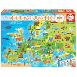 Puzzle 150 pièces Mappemonde Animaux EDUCA - bleu, Jouet
