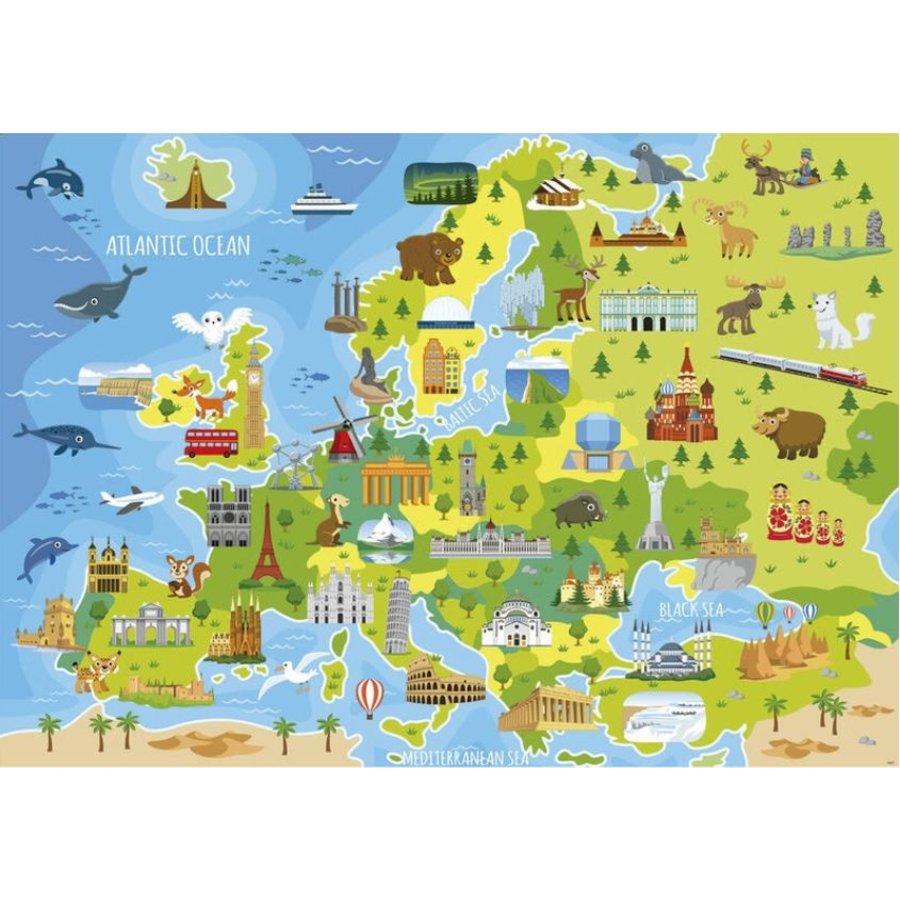 Puzzle Carte du monde avec des animaux, 150 pieces