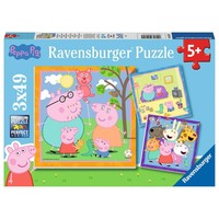 thumb-Peppa Pig - Familie en vriendjes - 3 puzzels van 49 stukjes-1