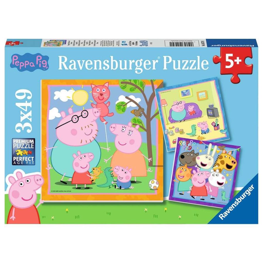 Peppa Pig - Familie en vriendjes - 3 puzzels van 49 stukjes-1