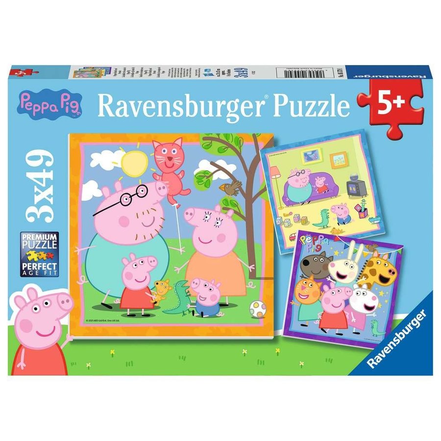 Peppa Pig - Family and Friends - 3 puzzles of 49 pieces-1