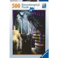 thumb-Black Cat and Raven - jigsaw puzzle of 500 pieces-1