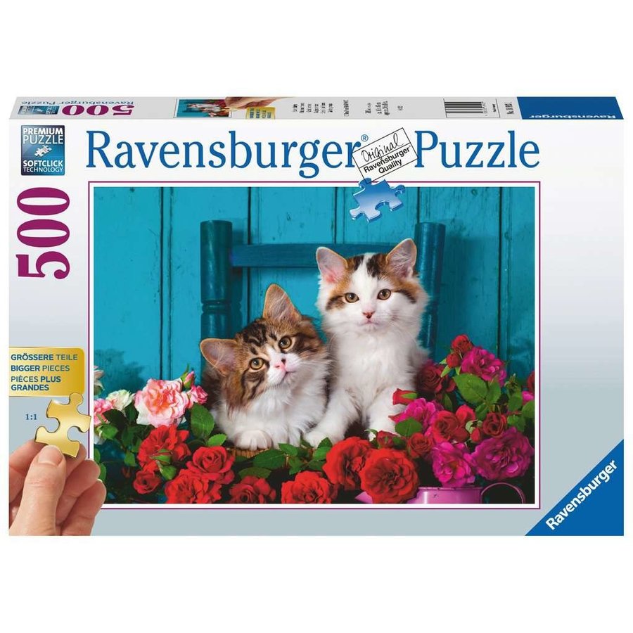 Chats et Roses - jigsaw puzzle of 500 XL pieces-1