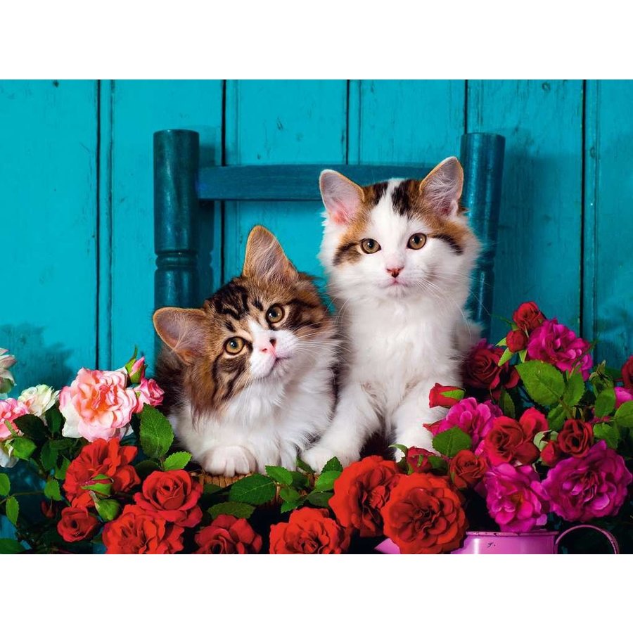 Chats et Roses - jigsaw puzzle of 500 XL pieces-2