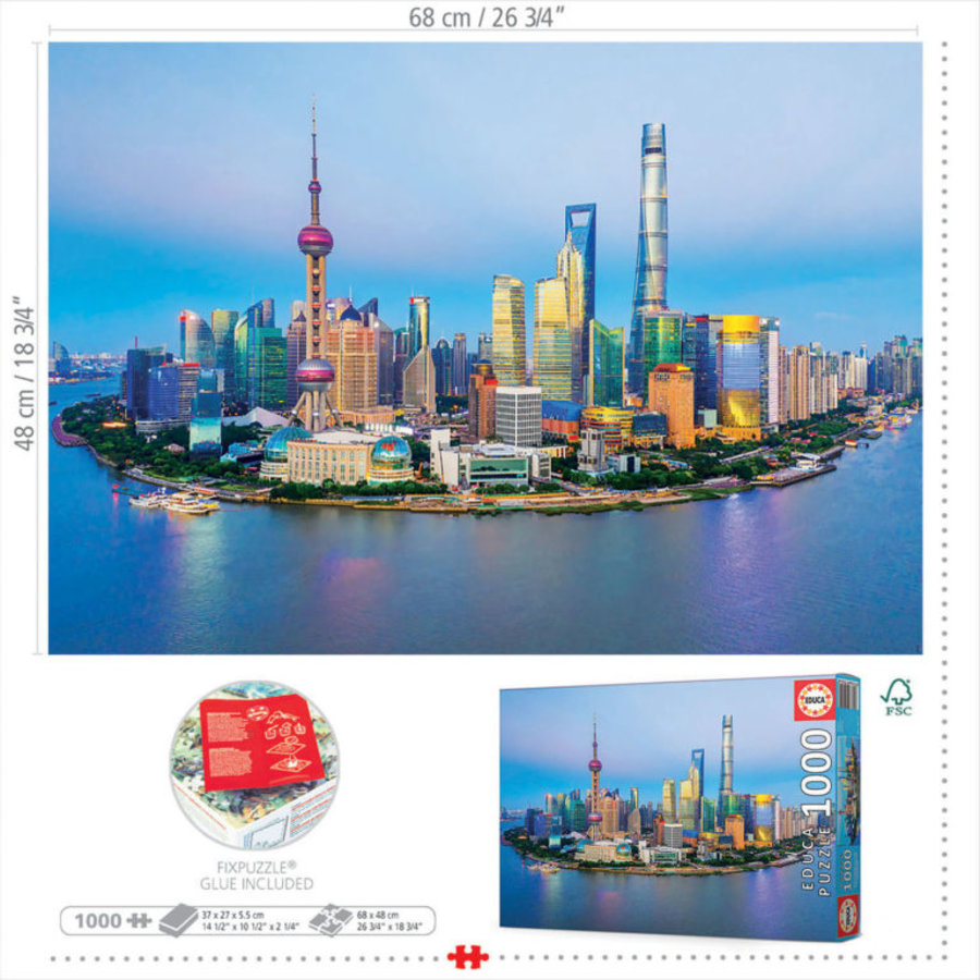 Sunset over Shanghai - puzzle of 1000 pieces-3