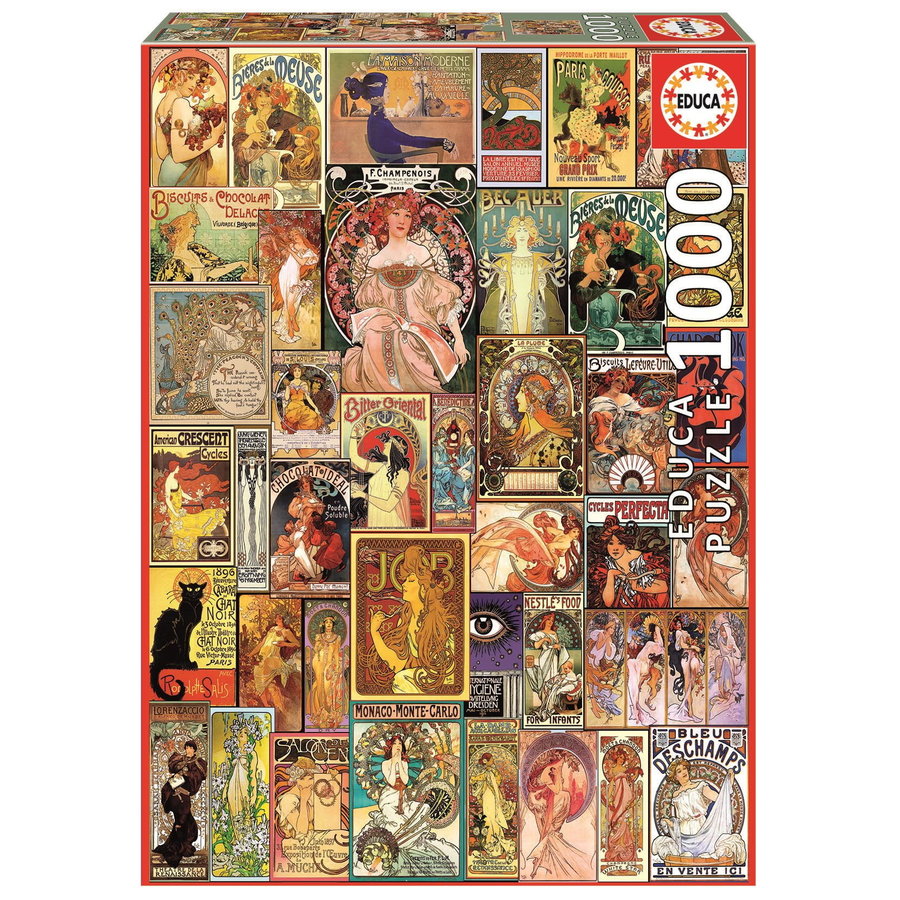 Art Nouveau collage - puzzle de 1000 pièces-1