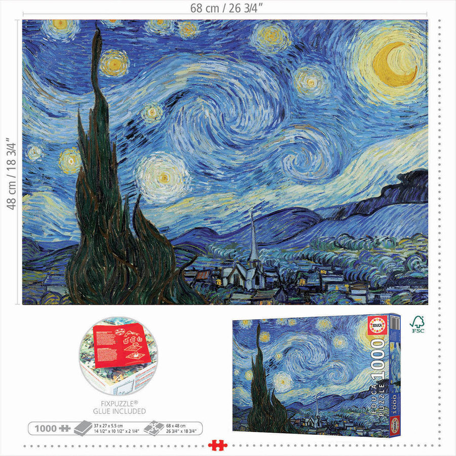 Vincent van Gogh - La nuit étoilée - puzzle de 1000 pièces-3