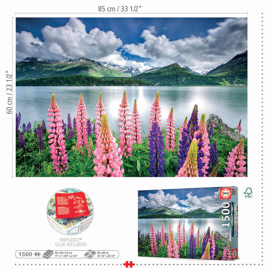 Lupins sur la rive - puzzle de 1500 pièces-3