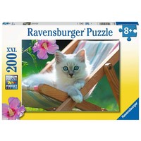 thumb-Chaton Blanc - Puzzle de 200 pièces-1