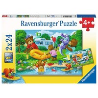 thumb-La famille Ours au camp - 2 puzzles de 24 pièces-1