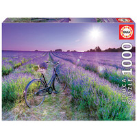 thumb-Vélo dans un champ de lavande - puzzle de 1000 pièces-2