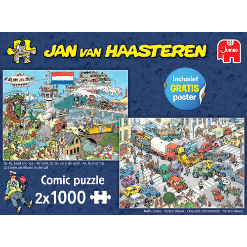  Jumbo By Air, Land and Sea / Traffic Chaos - JvH - 2 x 1000 pieces 