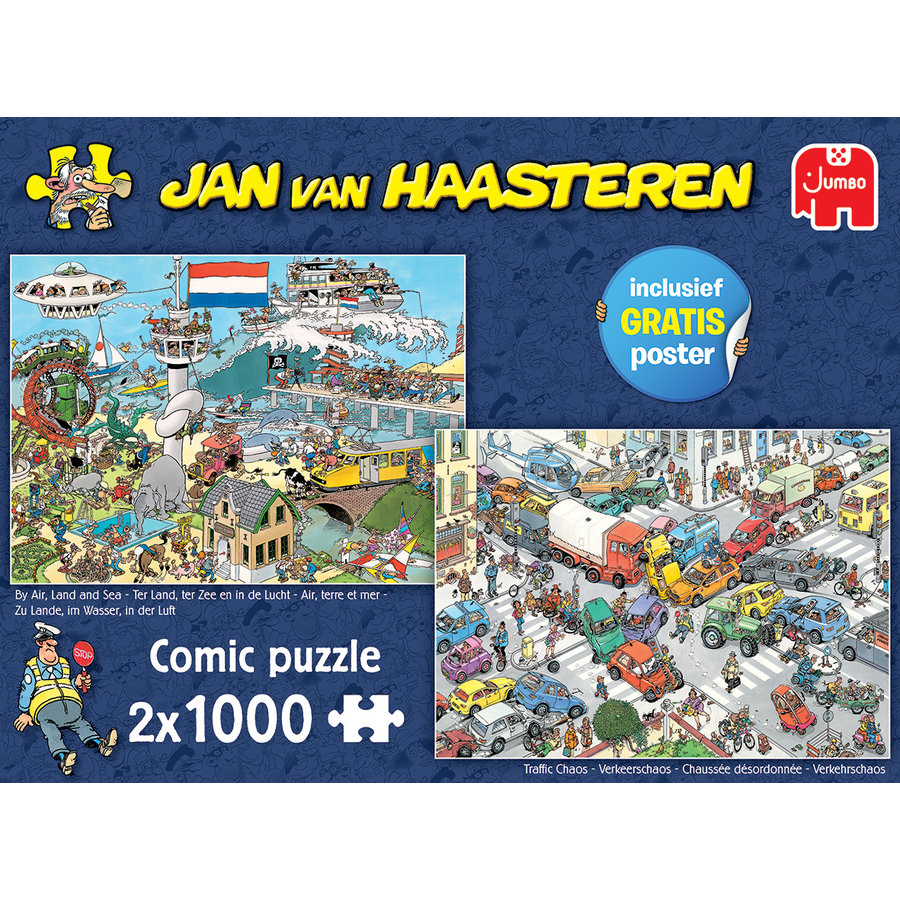 Air, Terre et Mer / Chaussée désordonnée - JVH - 2 x 1000 pièces - puzzles-1