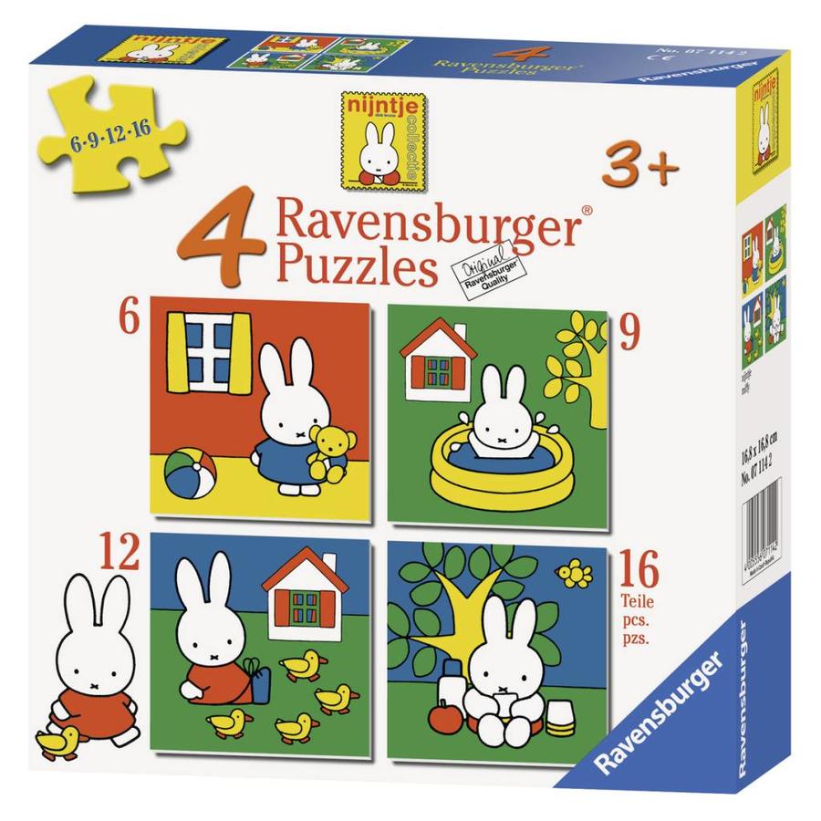 Nijntje - 4 kinderpuzzels van 6 + 9 + 12 + 16 stukjes-6