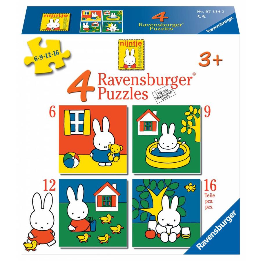 Miffy -  4 childrens puzzles of 6 + 9 + 12 + 16 pieces-1