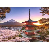 Kersenbloesem bij de Fuji berg, Japan - puzzel van 1000 stukjes
