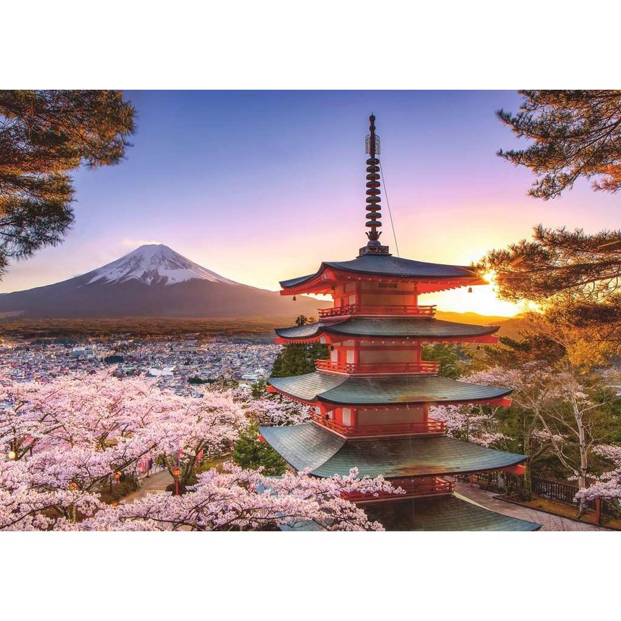 Mount Fuji cherry blossom, Japan - jigsaw puzzle of 1000 pieces-2