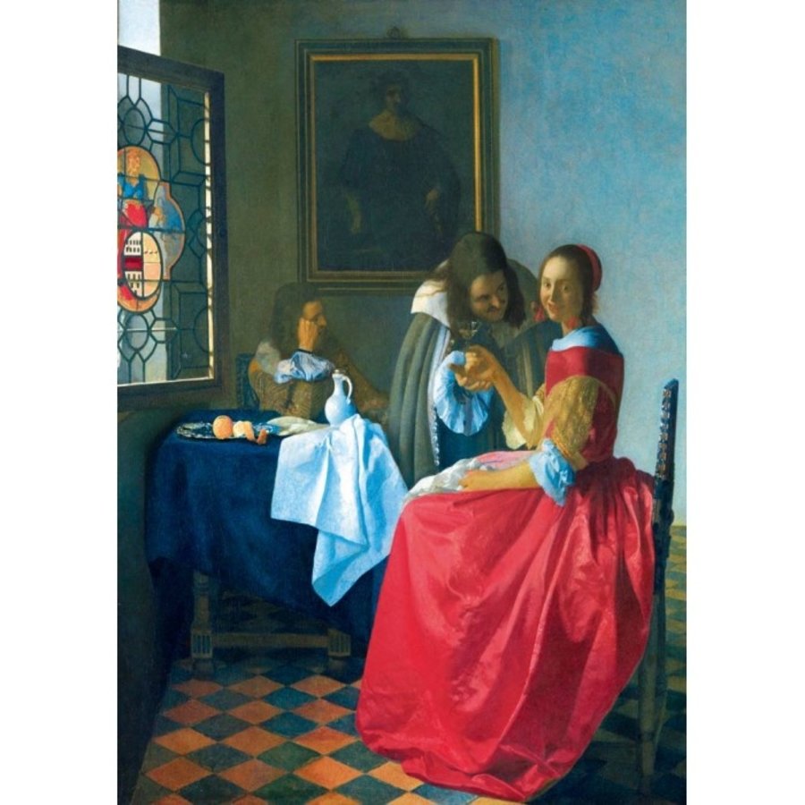 Vermeer - La fille avec le Verre à Vin, 1659 - 1000 pièces-2