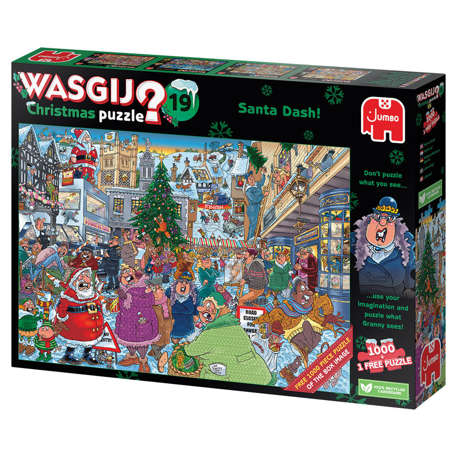 Wasgij Christmas 19 - Santa Dash - 2 jigsaw puzzles of 1000 pieces-1