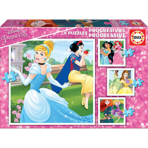  Educa 4 puzzels van Disney Prinsessen - 12, 16, 20 en 25 stukjes 