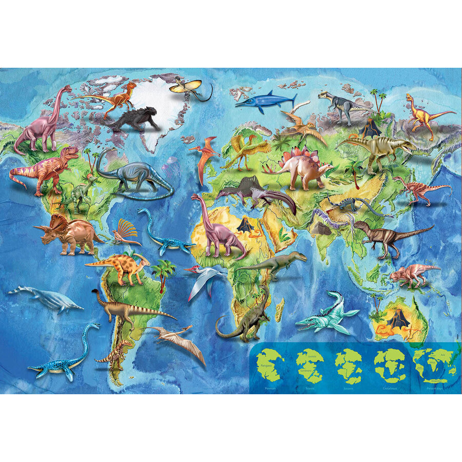 World map Dinosaurs - puzzle of 150 pieces-2