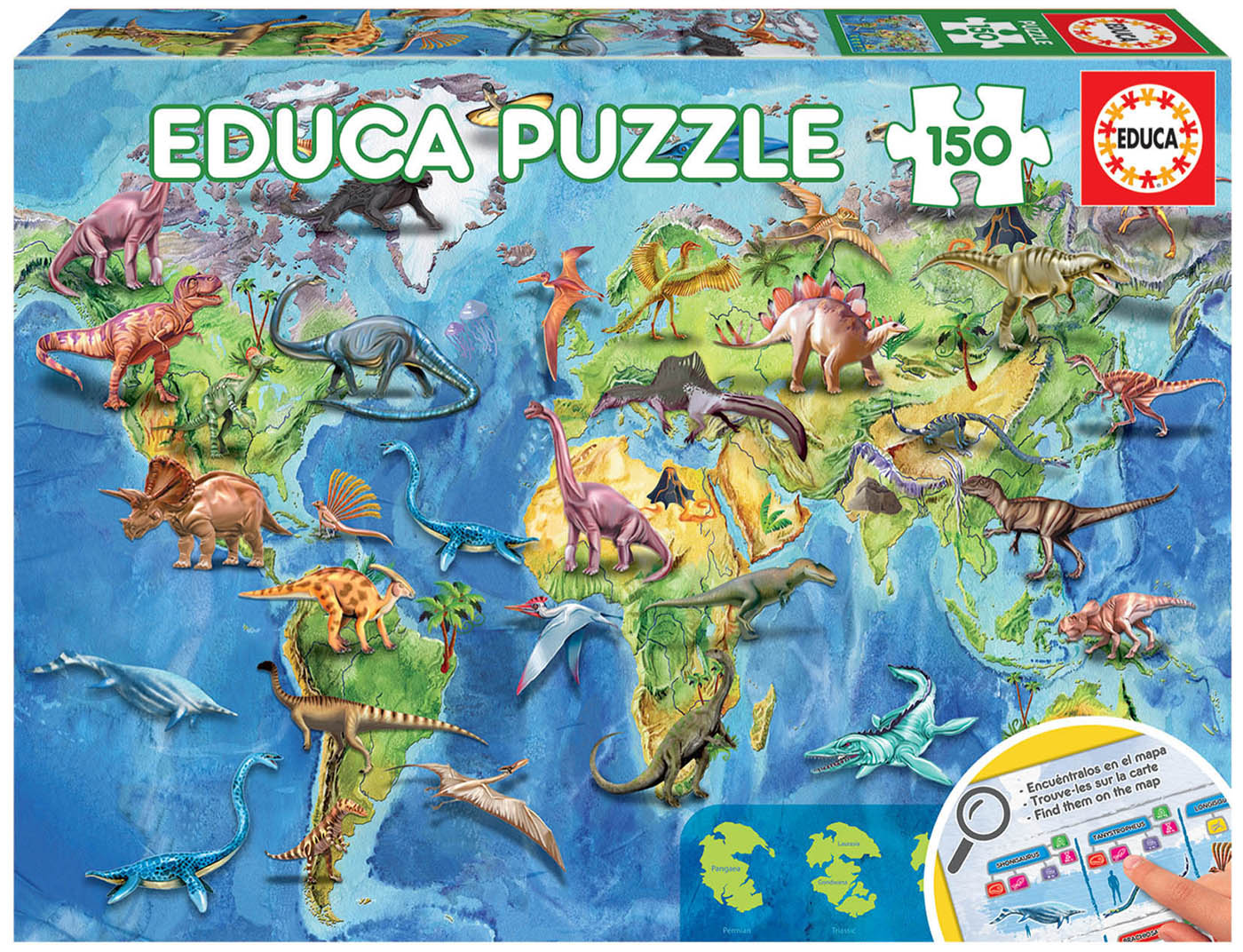 Puzzle + poster 150 pièces Dinosaures, +6 ans achat vente écologique -  Acheter sur