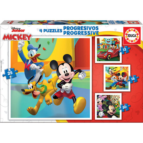  Educa 4 puzzels van Mickey & Friends - 12, 16, 20 en 25 stukjes 