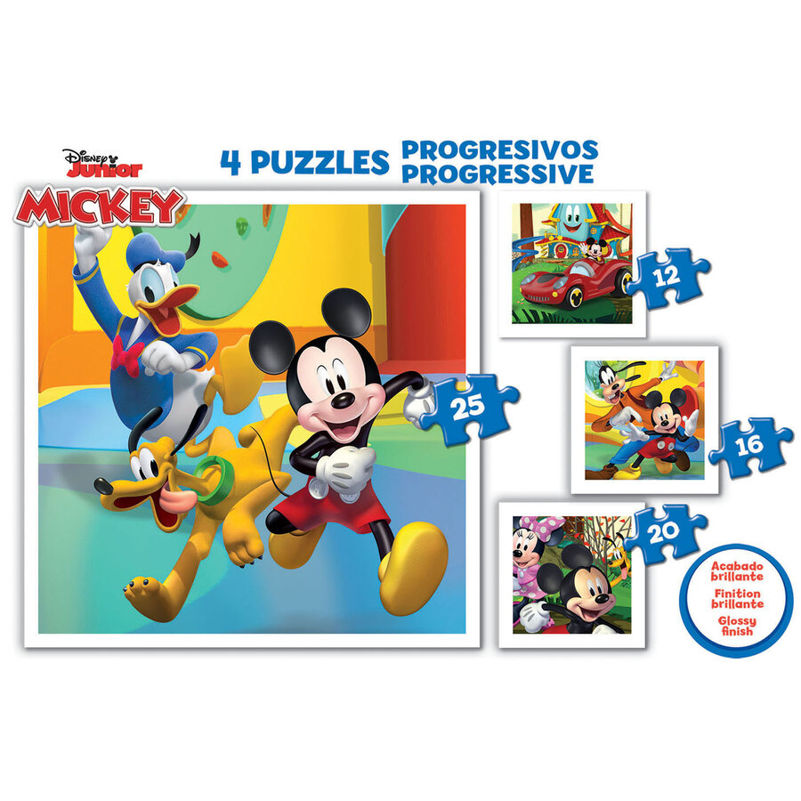 4 puzzles of Mickey & Friends - 12, 16, 20 and 25 pieces-2