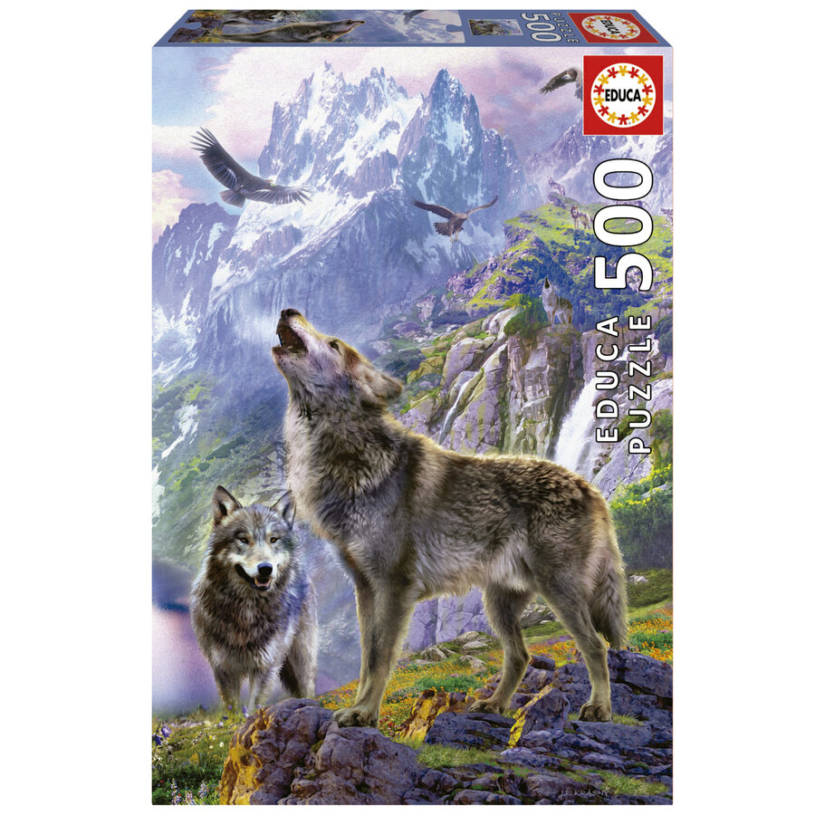 Wolves on the rocks - jigsaw puzzle of 500 pieces-1