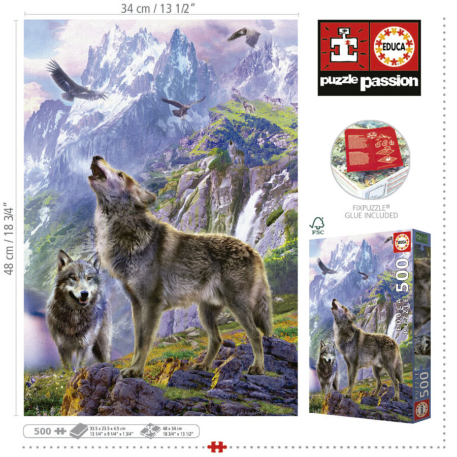 Wolves on the rocks - jigsaw puzzle of 500 pieces-3