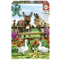 thumb-Donkeys at the fence - jigsaw puzzle of 500 pieces-1