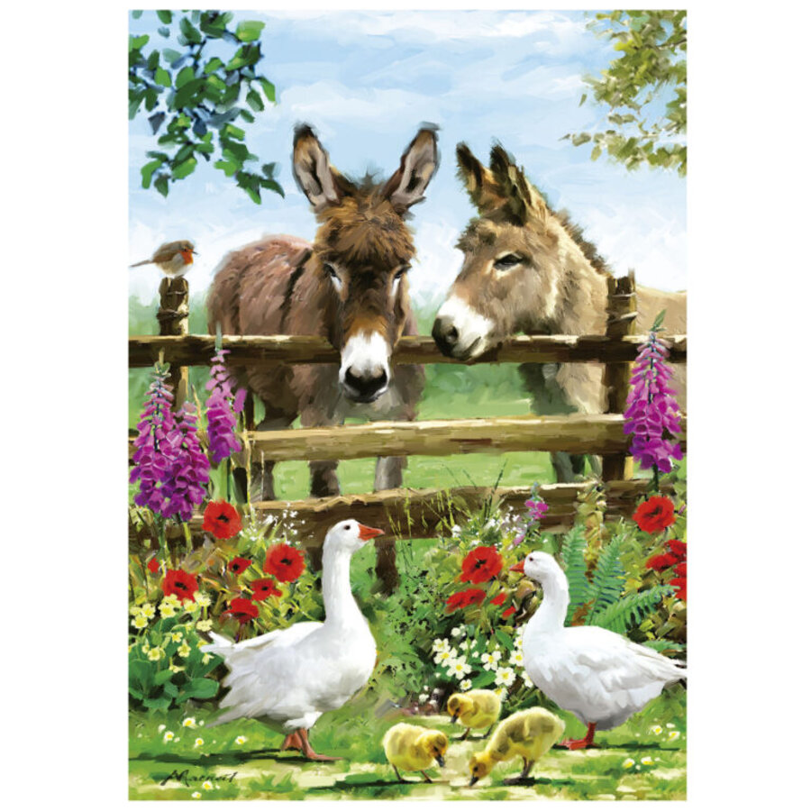 Donkeys at the fence - jigsaw puzzle of 500 pieces-2