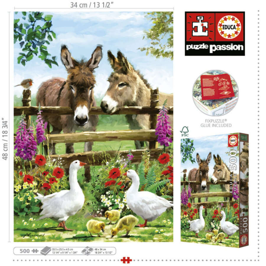Donkeys at the fence - jigsaw puzzle of 500 pieces-3
