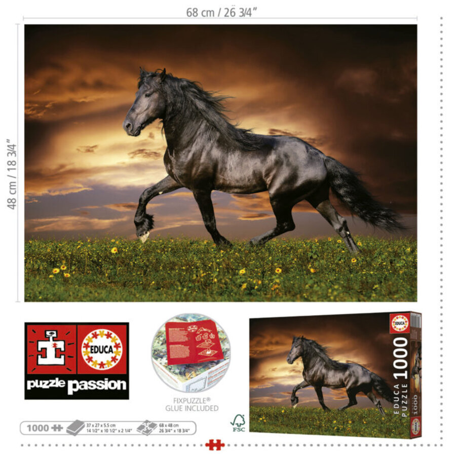 Cheval au trot - puzzle de 1000 pièces-3