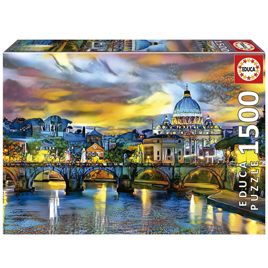 Basilique Saint-Pierre et pont Saint-Ange - puzzle de 1500 pièces-1