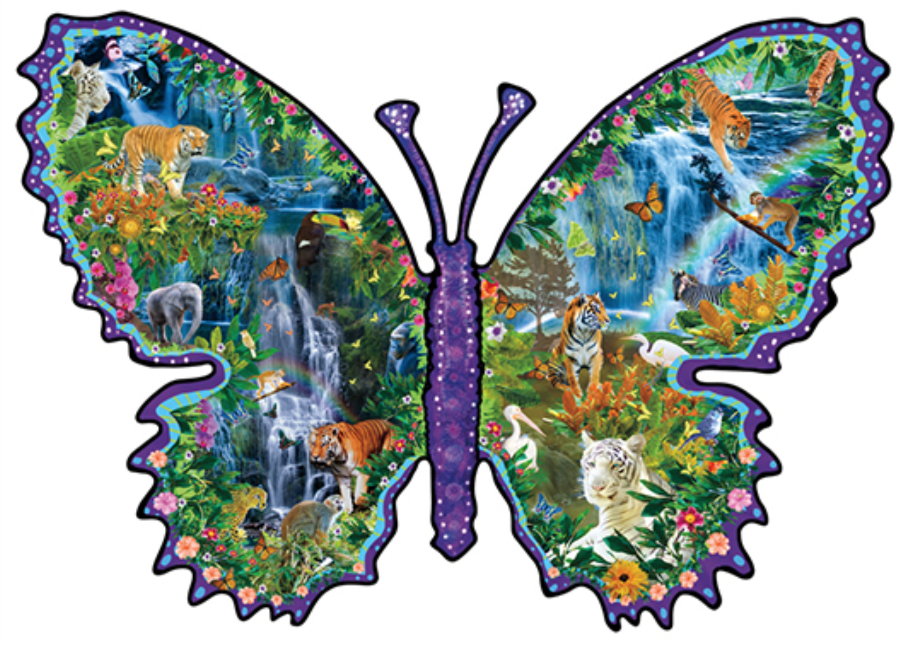 Puzzle 1000 pièces : animaux colorés dans la forêt d'ie