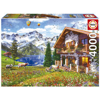 thumb-Chalet Alpin - puzzle de 4000 pièces-1