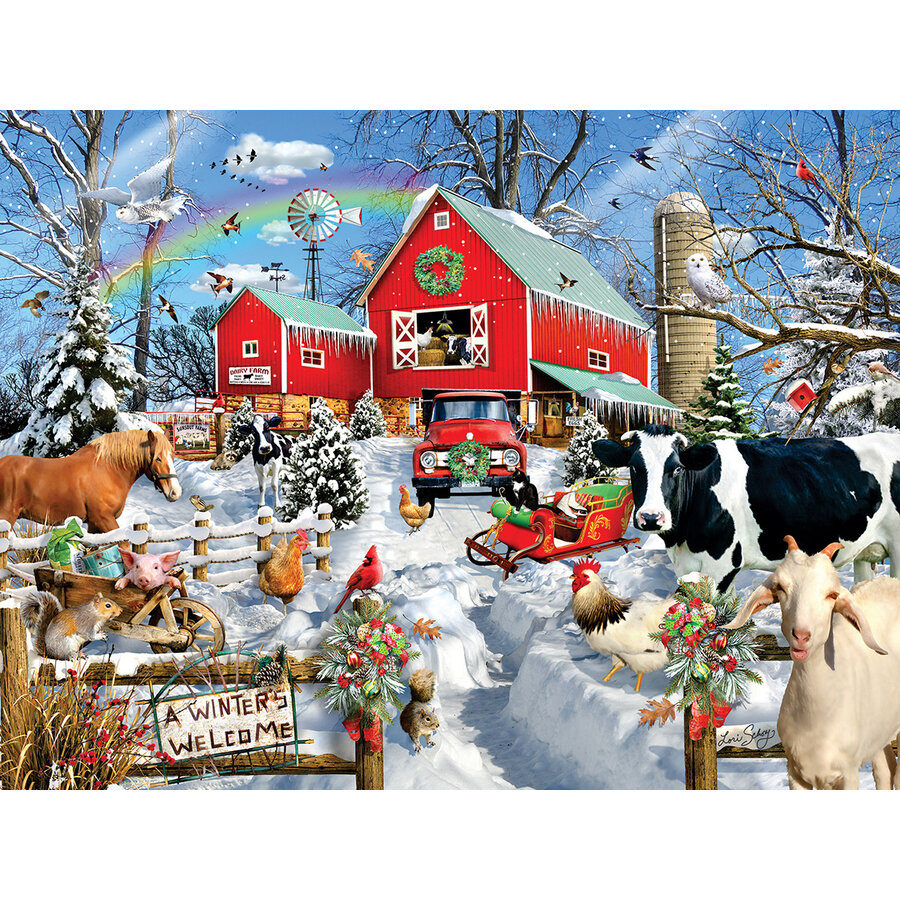 Lori Schory - Winter Barn - jigsaw puzzle of 300 XXL pieces-1
