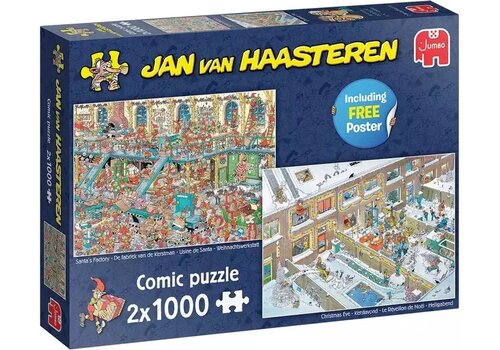 Jumbo Jan van Haasteren - Santa's Factory & Christmas Eve - 2 x 1000 stukjes 