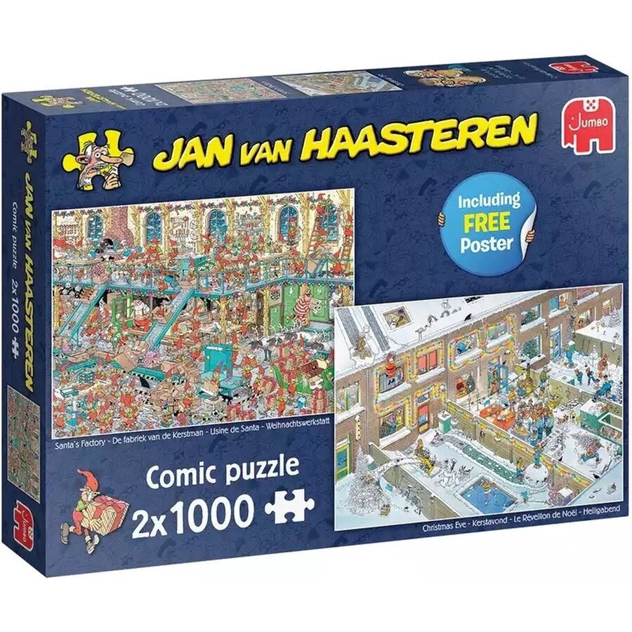 Jan van Haasteren - Santa's Factory & Christmas Eve - 2 puzzels van 1000 stukjes-1